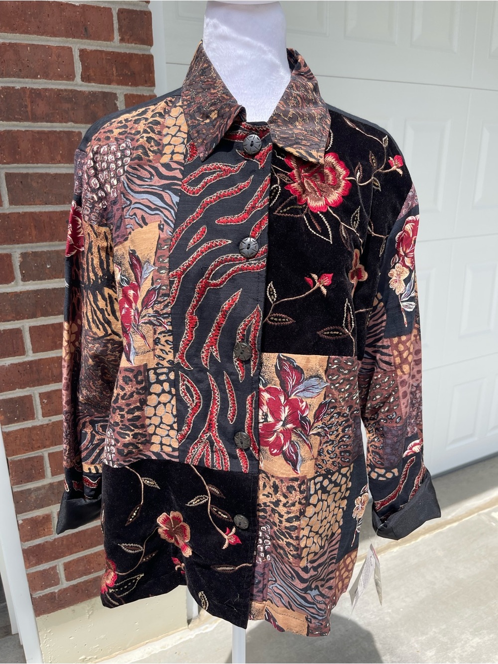 Vintage NWT Mirasol Patchwork Button Up Boho Artsy Indie Women’s Top Large